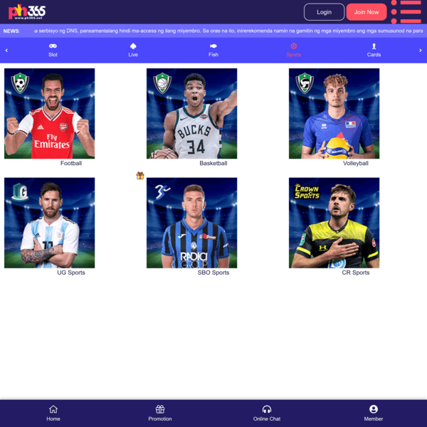 PH365 Sports Betting Section